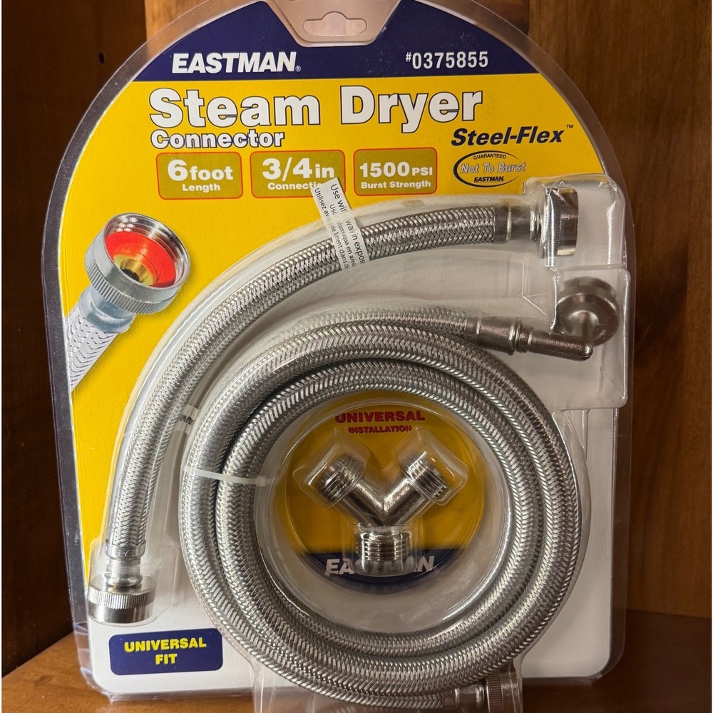 Eastman 0375855 Steam Dryer Installation Kit 6ft Stainless Steel Hose Y-Adapter
